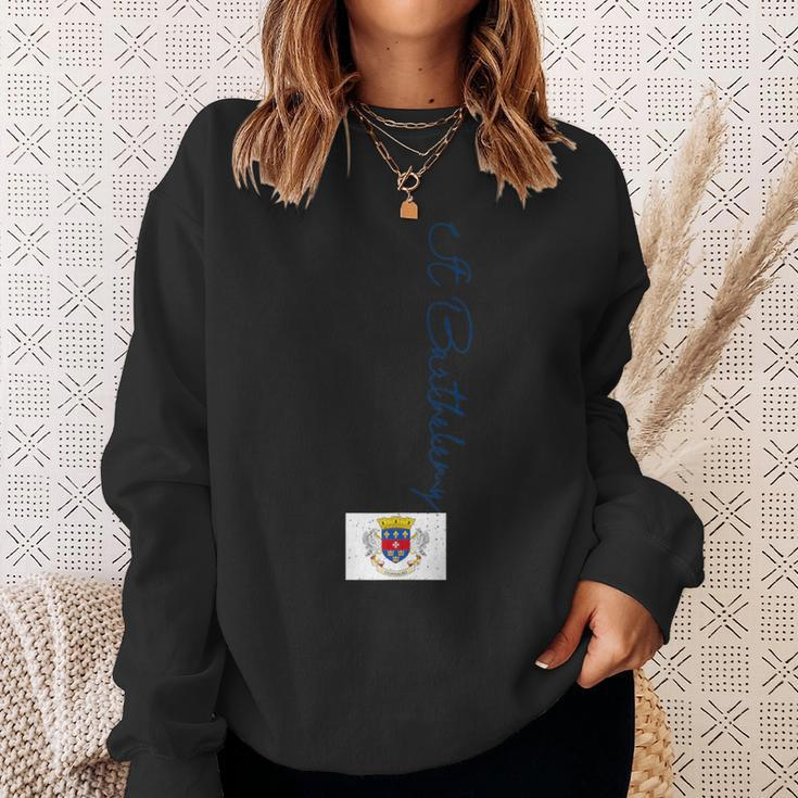 Retro St Barthelemy Patriotic Pole St Barthelemy Flag Sweatshirt Gifts for Her