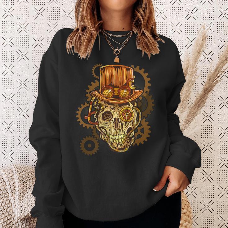 Retro Steampunk Skull Vintage Gears Goth Sweatshirt Gifts for Her