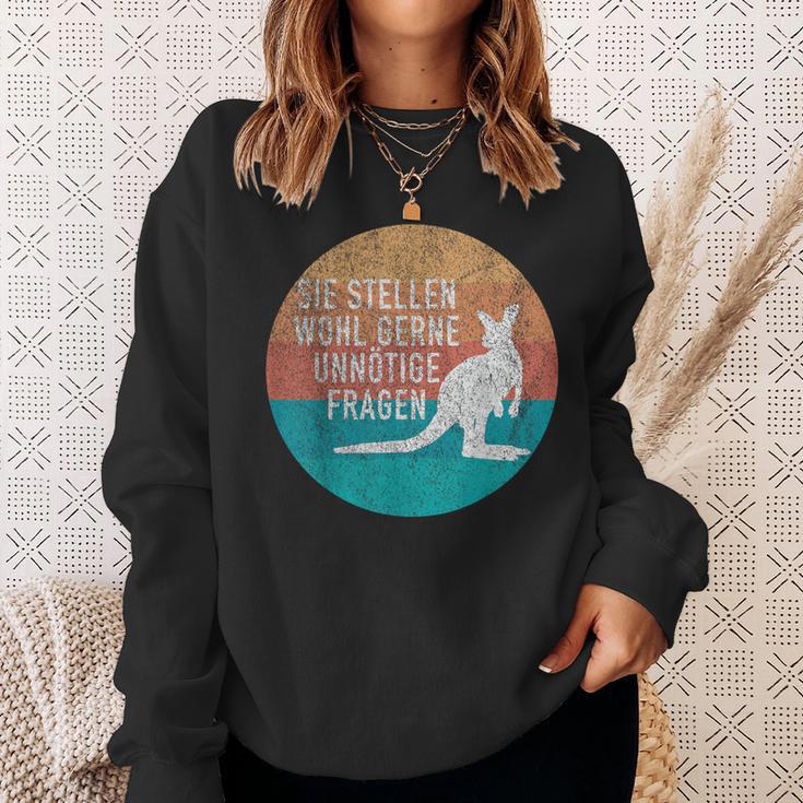 Retro Stil Känguru Sweatshirt Unnötige Fragen Spruch Geschenke für Sie