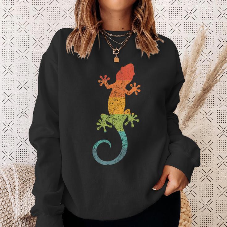 Retro Striped Gecko Cute Gecko Silhouette Vintage Children's Sweatshirt Geschenke für Sie