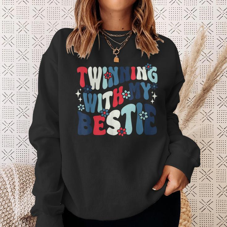Retro Twins Day Twinning With My Bestie Friend Matching Twin Sweatshirt Gifts for Her
