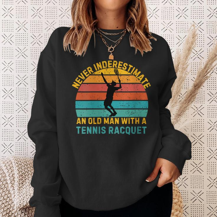 Retro Never Underestimate An Old Man Tennis Racket Sweatshirt Gifts for Her