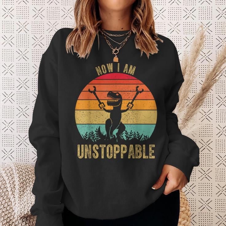 Retro Now I Am Unstoppable T-Rex Vintage Sweatshirt Gifts for Her