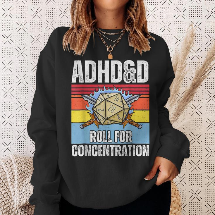 Retro Vintage Adhd&D Roll For Concentration Gamer Sweatshirt Gifts for Her