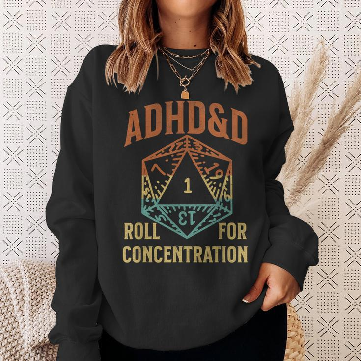 Retro Vintage Adhd&D Roll For Concentration For Gamer Sweatshirt Gifts for Her