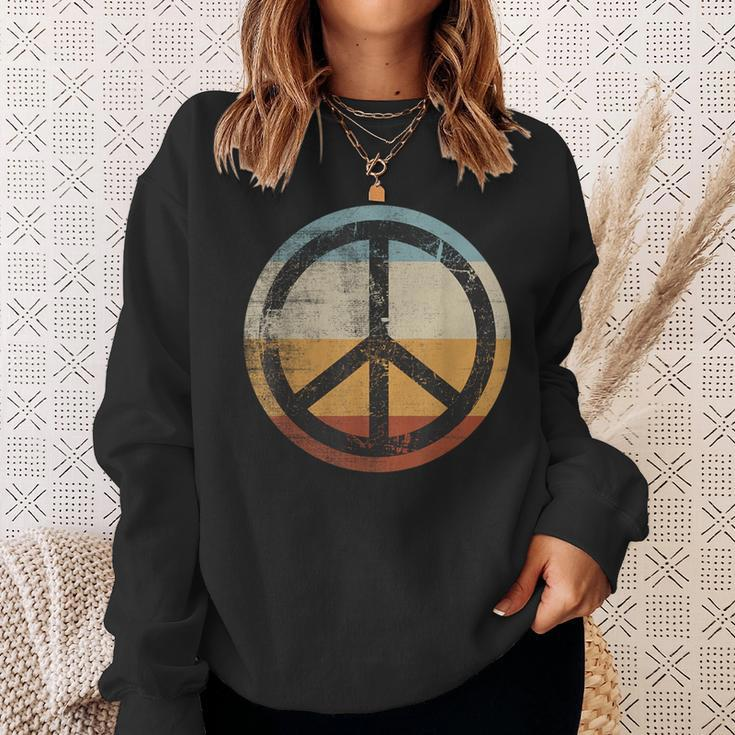 Retro Vintage Distressed Peace Sign Sweatshirt Gifts for Her