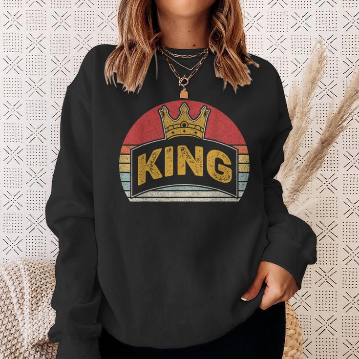 Retro Vintage King Gold Crown Birthday Sweatshirt Gifts for Her