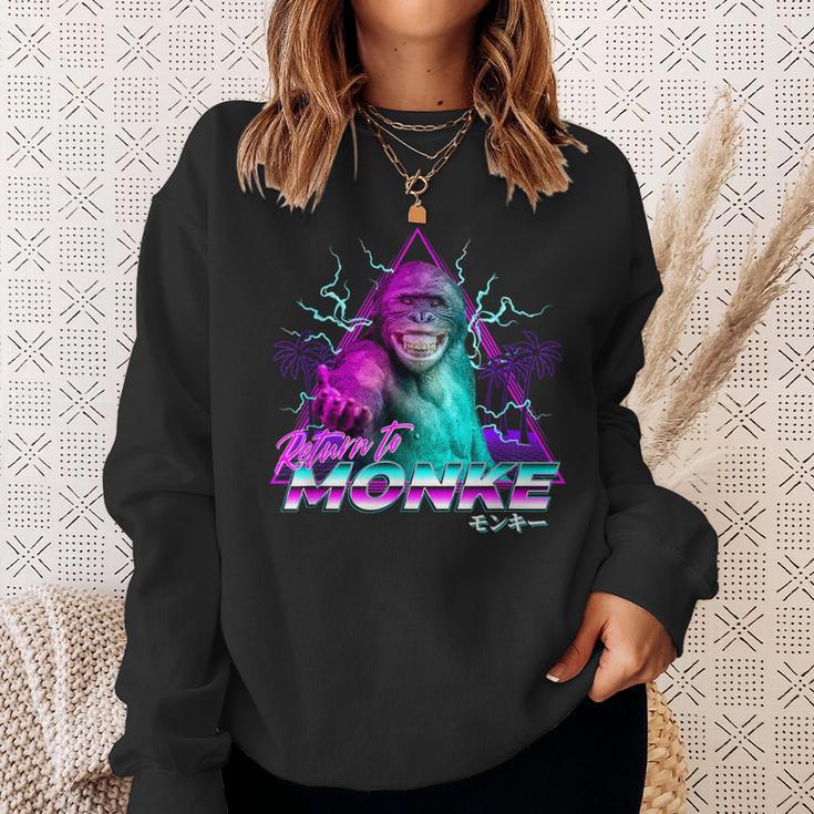 Return To Monke Become Ungovernable Vaporwave Streetwear Sweatshirt Gifts for Her