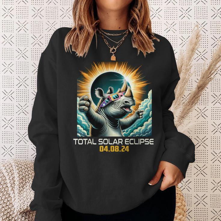 Rhino Selfie Solar Eclipse Sweatshirt Gifts for Her