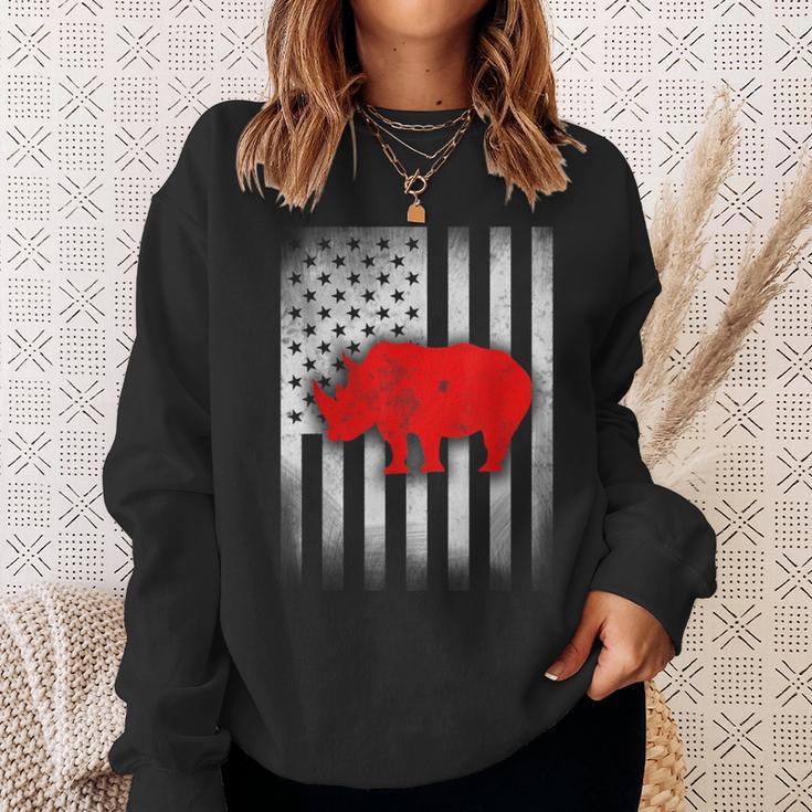 Rhino Us Flag Sweatshirt Gifts for Her