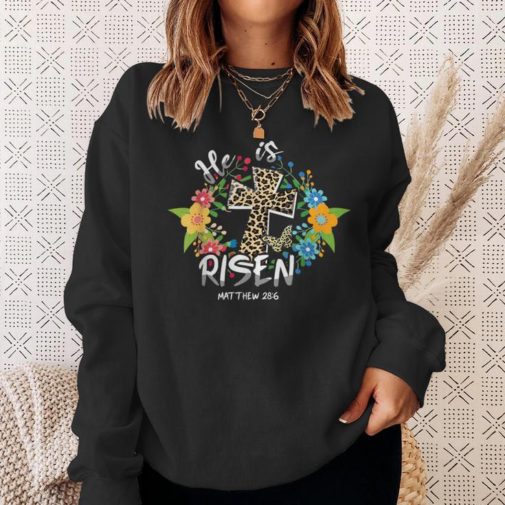 He Is Risen Bible Verse Colorful Easter Is About Jesus Sweatshirt Gifts for Her