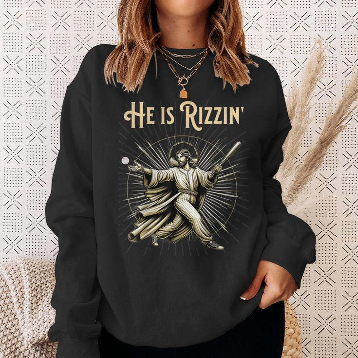 He Is Rizzin Jesus Playing Baseball Sweatshirt Gifts for Her
