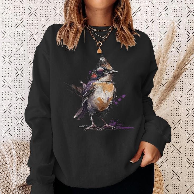 Robin Bird Birder Cool Retro Cyberpunk Spring Bird Vintage Sweatshirt Gifts for Her
