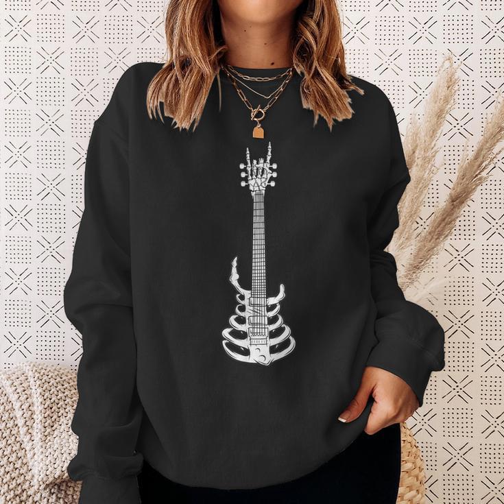 Rock & Roll Skeleton Guitar Music Lover Rockstar Sweatshirt Gifts for Her