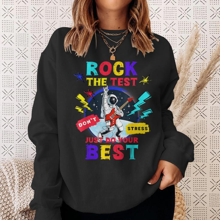 Rock The Test Dont Stress Testing Day 2024 Teachers Students Sweatshirt Gifts for Her