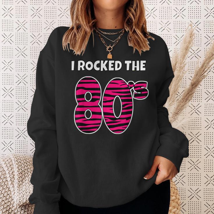 I Rocked The 80'S Costume Pink Black Tiger Stripe Sweatshirt Gifts for Her