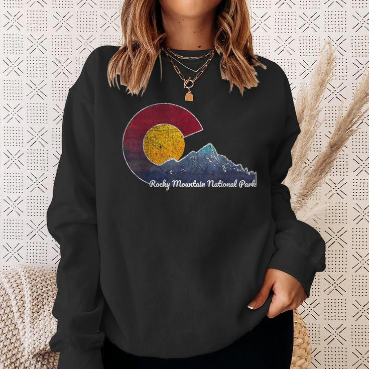 Rocky Mountain National Park Flag Inspired Scene Sweatshirt Gifts for Her