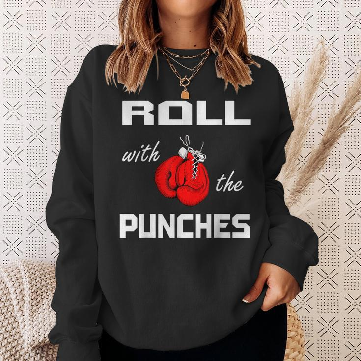 Roll With The Punches Boxing Gloves Sweatshirt Gifts for Her