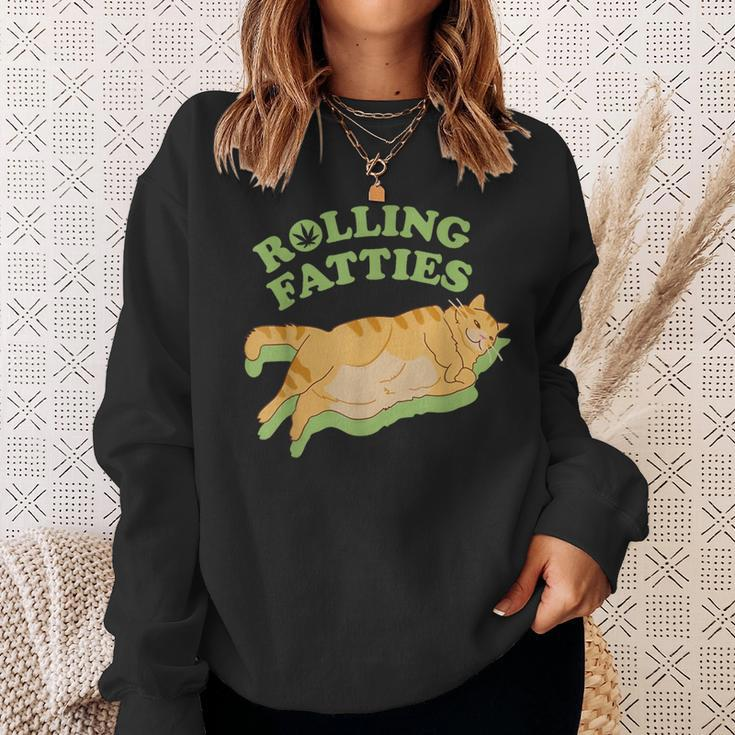 Rolling Fatties Weed Cat Marijuana Sweatshirt Gifts for Her