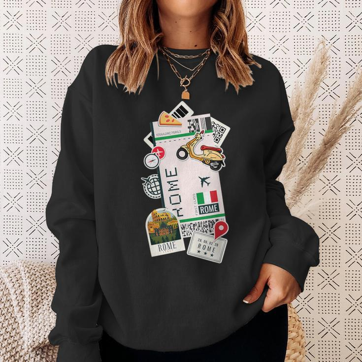 Rome Air Ticket Boarding Pass Plane Italy Lover Travel Sweatshirt Gifts for Her