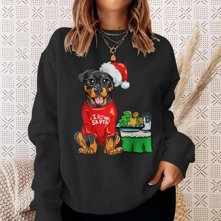 Rottweiler Dog I Love Santa Cute Rotti Pup Christmas Sweatshirt Gifts for Her
