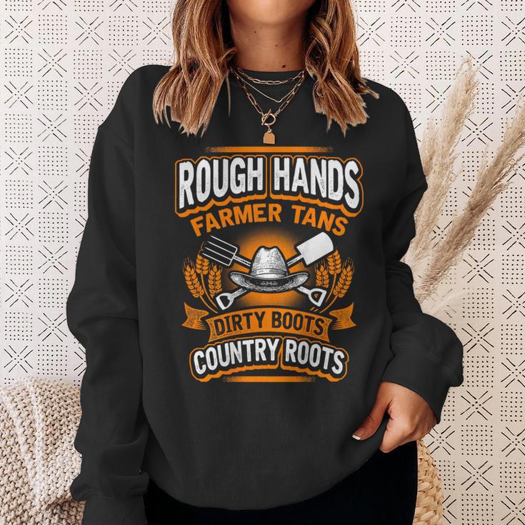 Rough Hands Farmer Tans Farmers Farming Backside Sweatshirt Gifts for Her