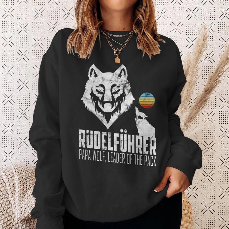 Rudelführer Wolf Head Father's Day Rudel Dadintage Dad Wolf Sweatshirt Geschenke für Sie