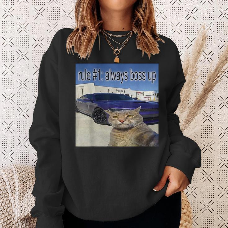 Rule 1 Always Boss Up Cat Meme For Women Sweatshirt Gifts for Her