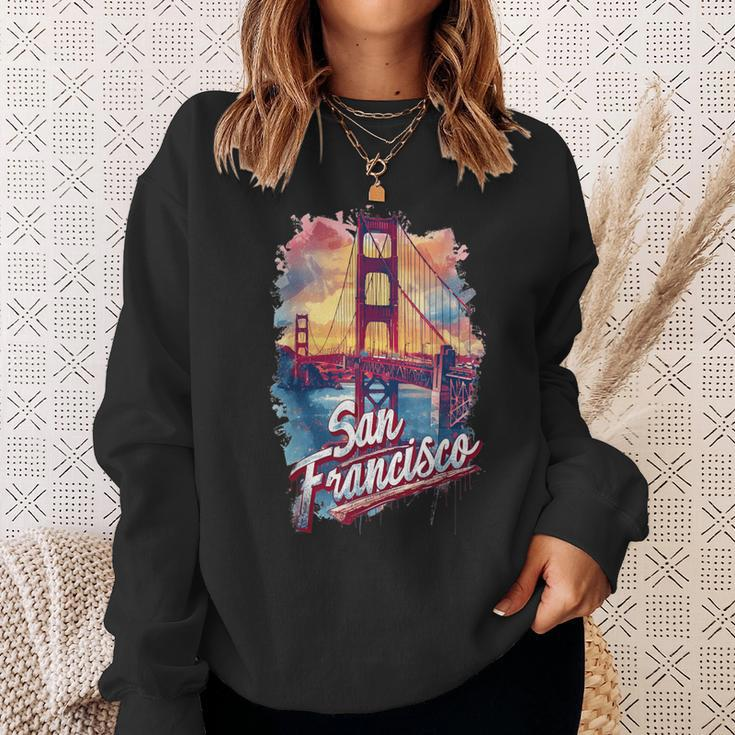 San Francisco Golden Gate Bridge Watercolour Souvenir Sweatshirt Geschenke für Sie