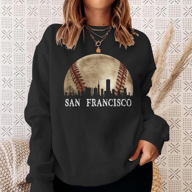 San Francisco Skyline City Vintage Baseball Lover Sweatshirt Gifts for Her