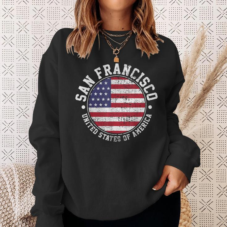 San Francisco USA-Flaggen-Design Schwarz Sweatshirt, Städteliebe Mode Geschenke für Sie