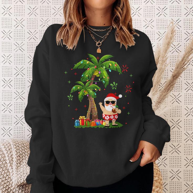 Santa Hawaiian Christmas Palm Tree Lights Sweatshirt Gifts for Her