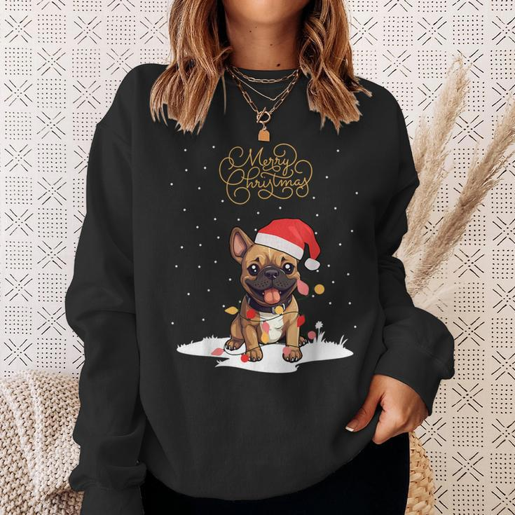 Santa Xmas Frenchie Merry Christmas French Bulldog Puppy Sweatshirt Gifts for Her