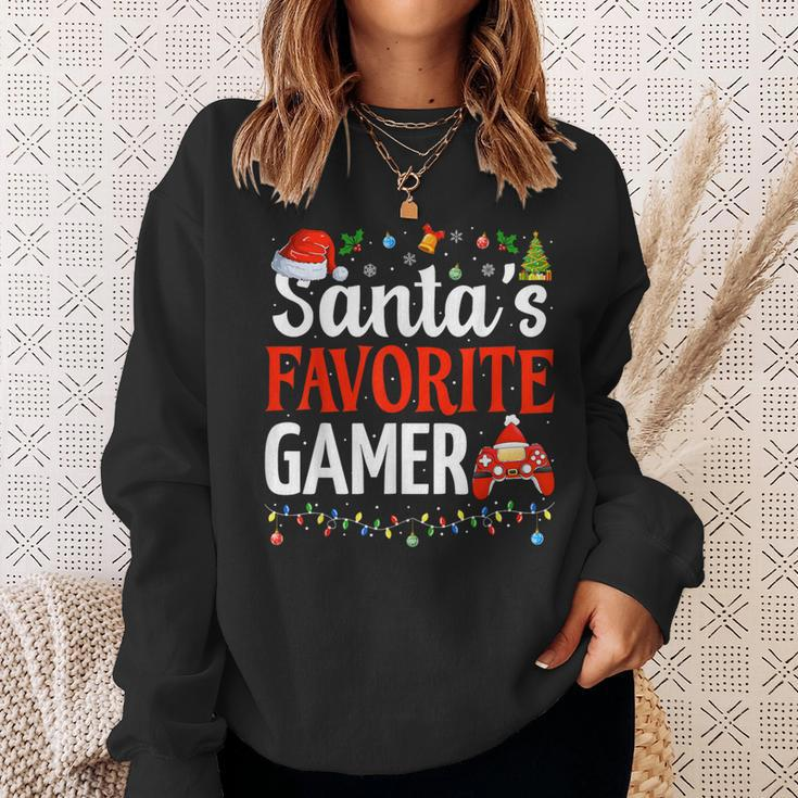 Santa's Favorite Gamer Christmas Gaming Xmas Gamer Sweatshirt Gifts for Her