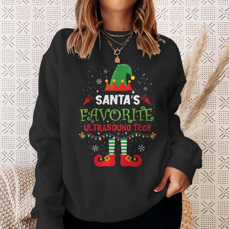 Santa's Favorite Ultrasound Tech Elf Christmas Light Sweatshirt Gifts for Her