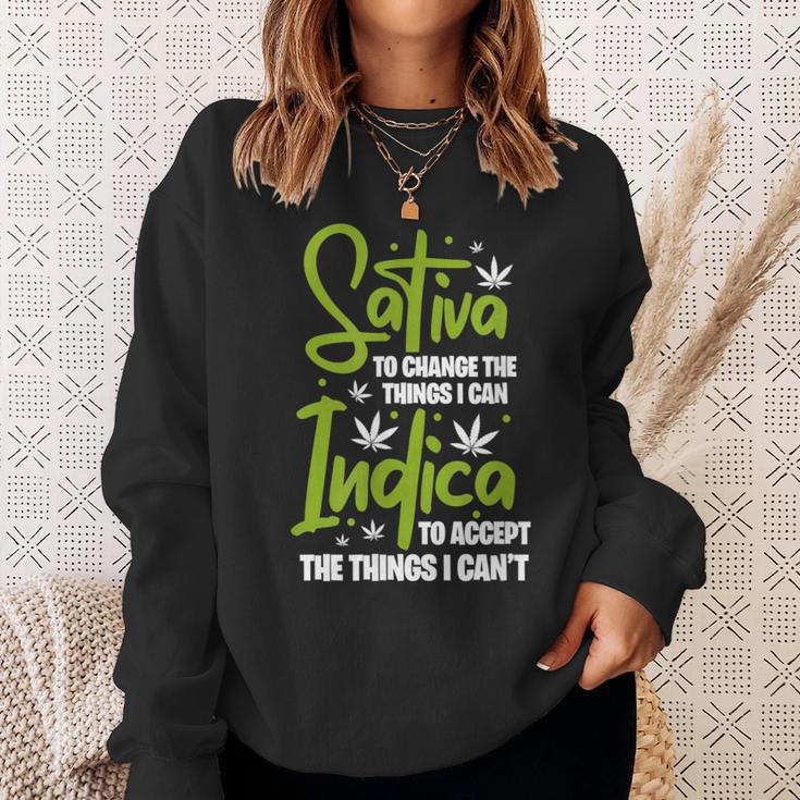 Sativa To Change The Things I Can Indica Cannabis Weed Leaf Sweatshirt Gifts for Her