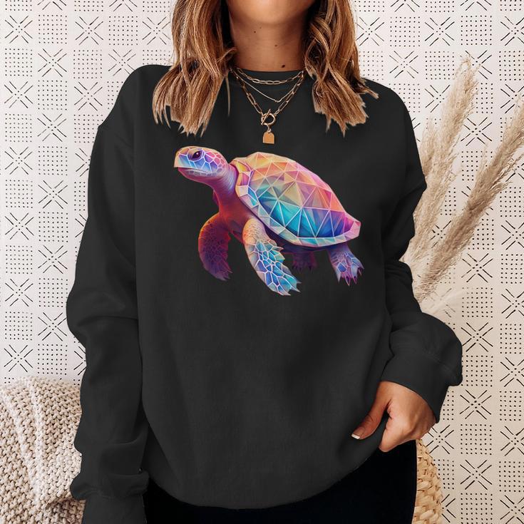 Schildkröte Bunt Polygon Pink Tiermotiv Kunst Geometrisch Sweatshirt Geschenke für Sie