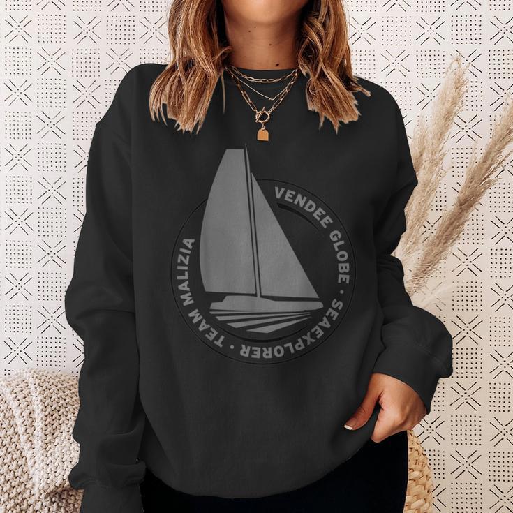 Schwarzes Sweatshirt mit Segelboot-Design, Vendee Globe Herausforderung Geschenke für Sie