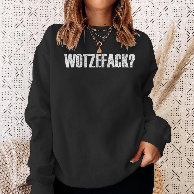 Schwarzes Sweatshirt WOTZEFFACK? Aufdruck in Weiß, Lustiges Statement-Sweatshirt Geschenke für Sie