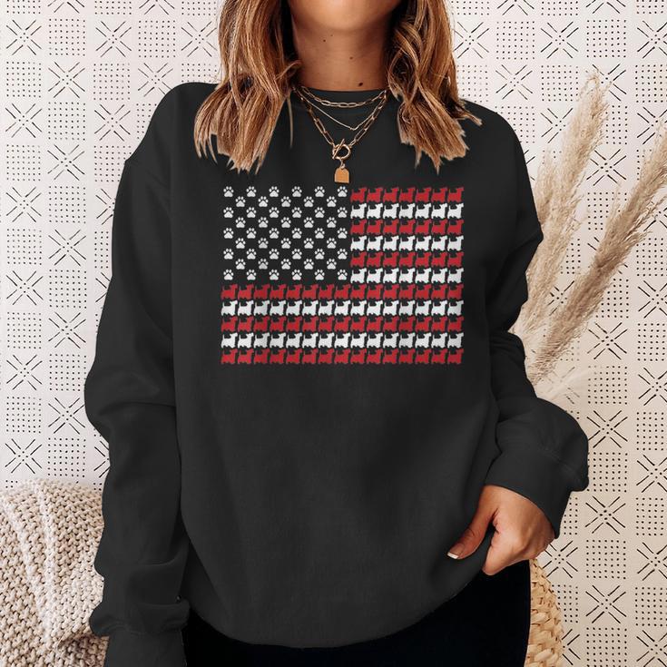 Scottie 4Th Of July Dog Paw Print Sweatshirt Gifts for Her