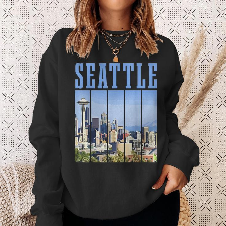 Seattle Skyline Washington Vintage Pride Sweatshirt Gifts for Her