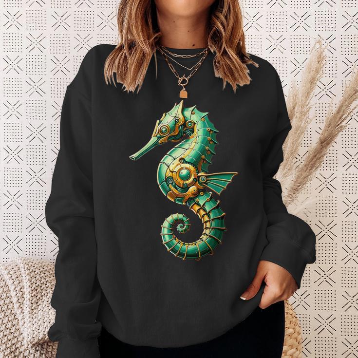 Seepferdchen Hippocampus Roboter In Grünem Gewand Sweatshirt Geschenke für Sie