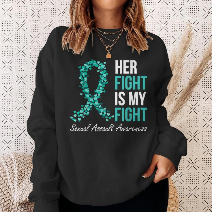 Sexual Assault Awareness Month I Wear Teal Ribbon Support Sweatshirt Gifts for Her