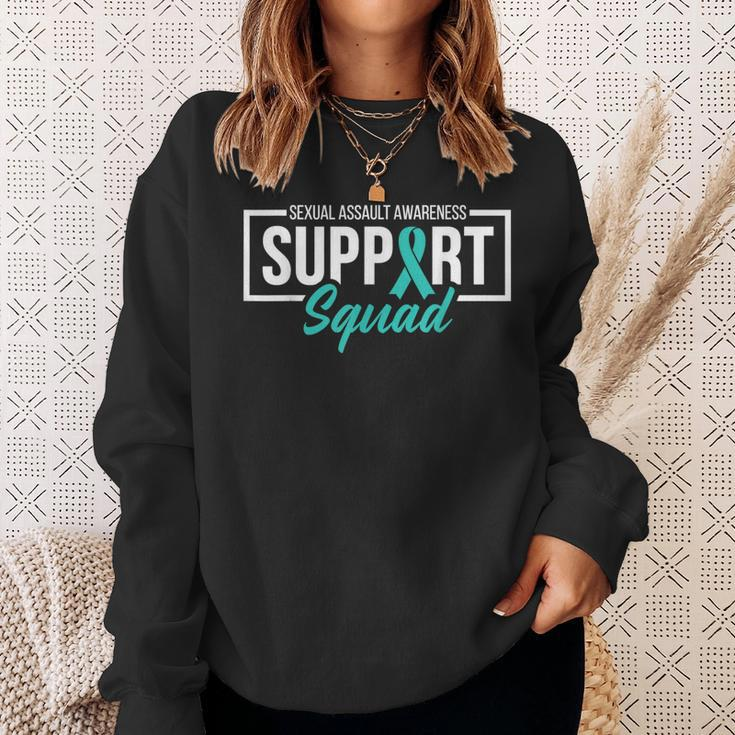 Sexual Assault Awareness Support Squad I Wear Teal Ribbon Sweatshirt Gifts for Her