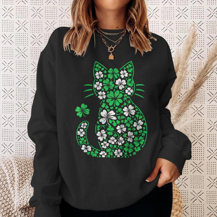 Shamrock Irish Cat Graphic Saint Patrick Day For Cat Lovers Sweatshirt Gifts for Her