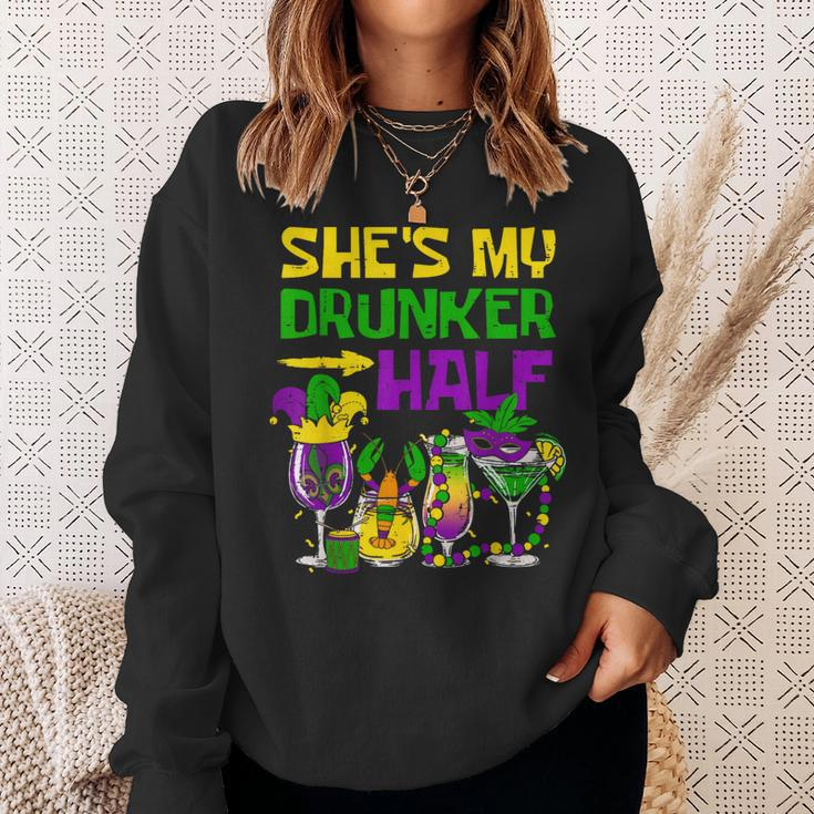 She's My Drunker Half Mardi Gras Matching Couple Boyfriend Sweatshirt Gifts for Her