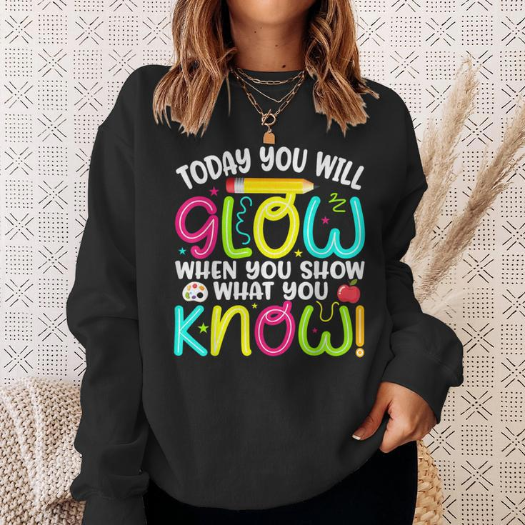 What You Show Rock The Testing Day Exam Teachers Students Sweatshirt Gifts for Her