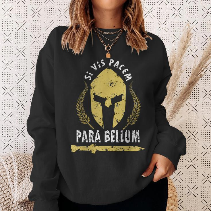 Si Vis Pacem Para Bellum Vintage Greece History Fighter Gym Sweatshirt Gifts for Her