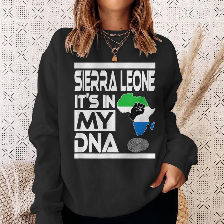 Sierra Leone It's In My Dna With Flag Africa Map Raised Fist Sweatshirt Gifts for Her