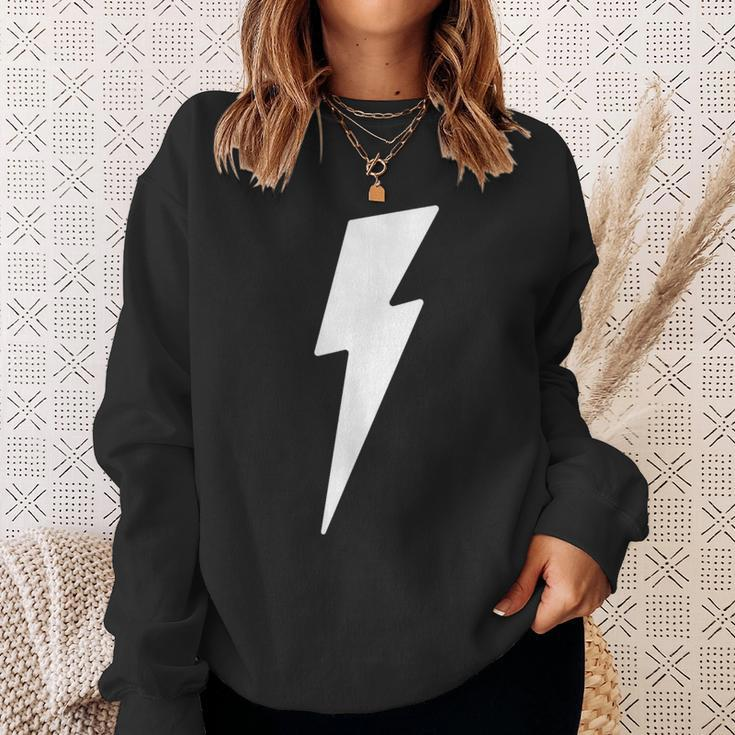 Simple Lightning Bolt In White Thunder Bolt Graphic Sweatshirt Gifts for Her